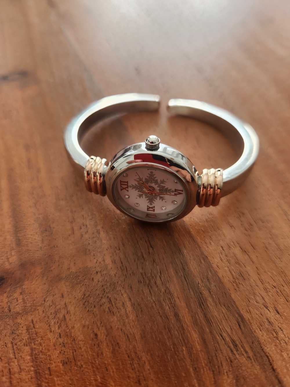 Women’s Two-Tone Bangle Watch - Silver and Rose Gold